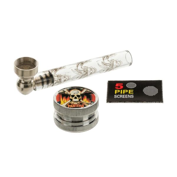 Трубка Metal Glass 10 cm + Сетки с Металлическим Гриндером Трубка Metal Glass 10 cm + Сетки с Металлическим Гриндером